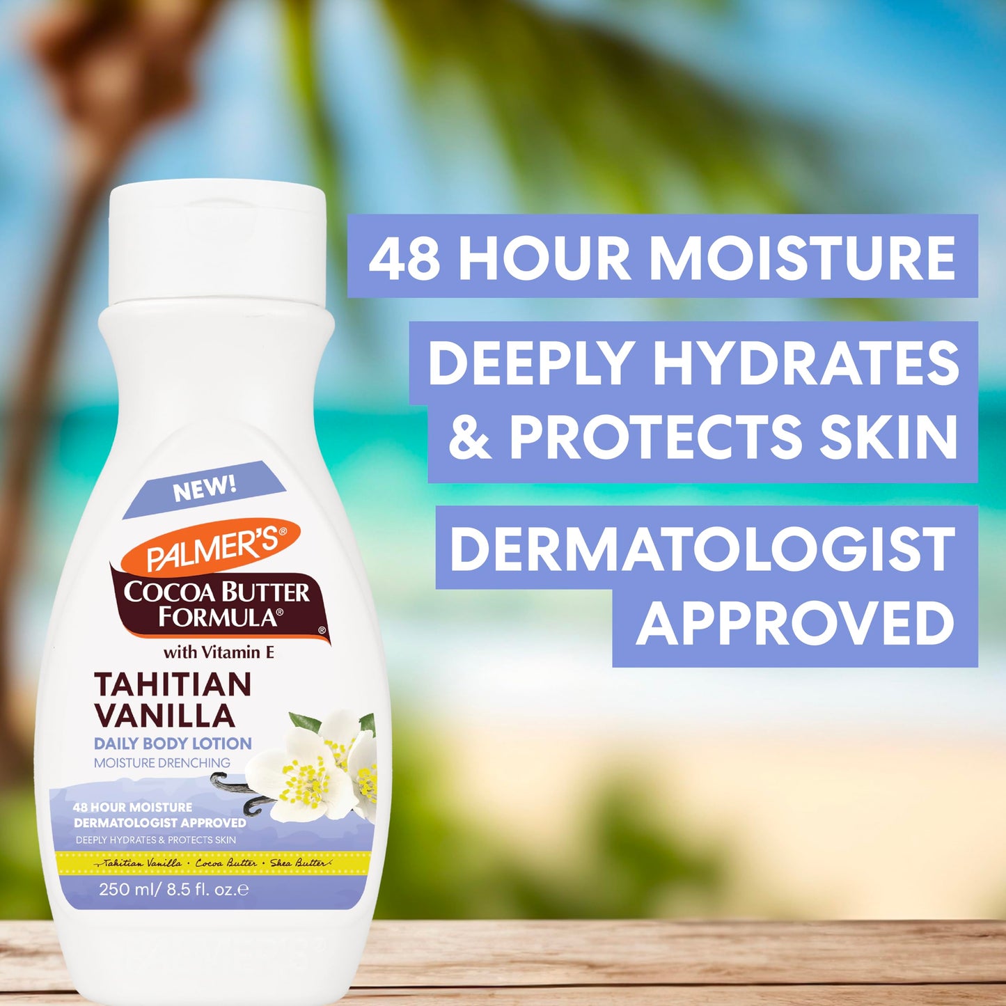 Palmer's Cocoa Butter Formula Tahitian Vanilla Body Lotion, 8.5 Oz, Daily Moisturizing Lotion for Dry Skin with Shea Butter & Vitamin E, Hydrates