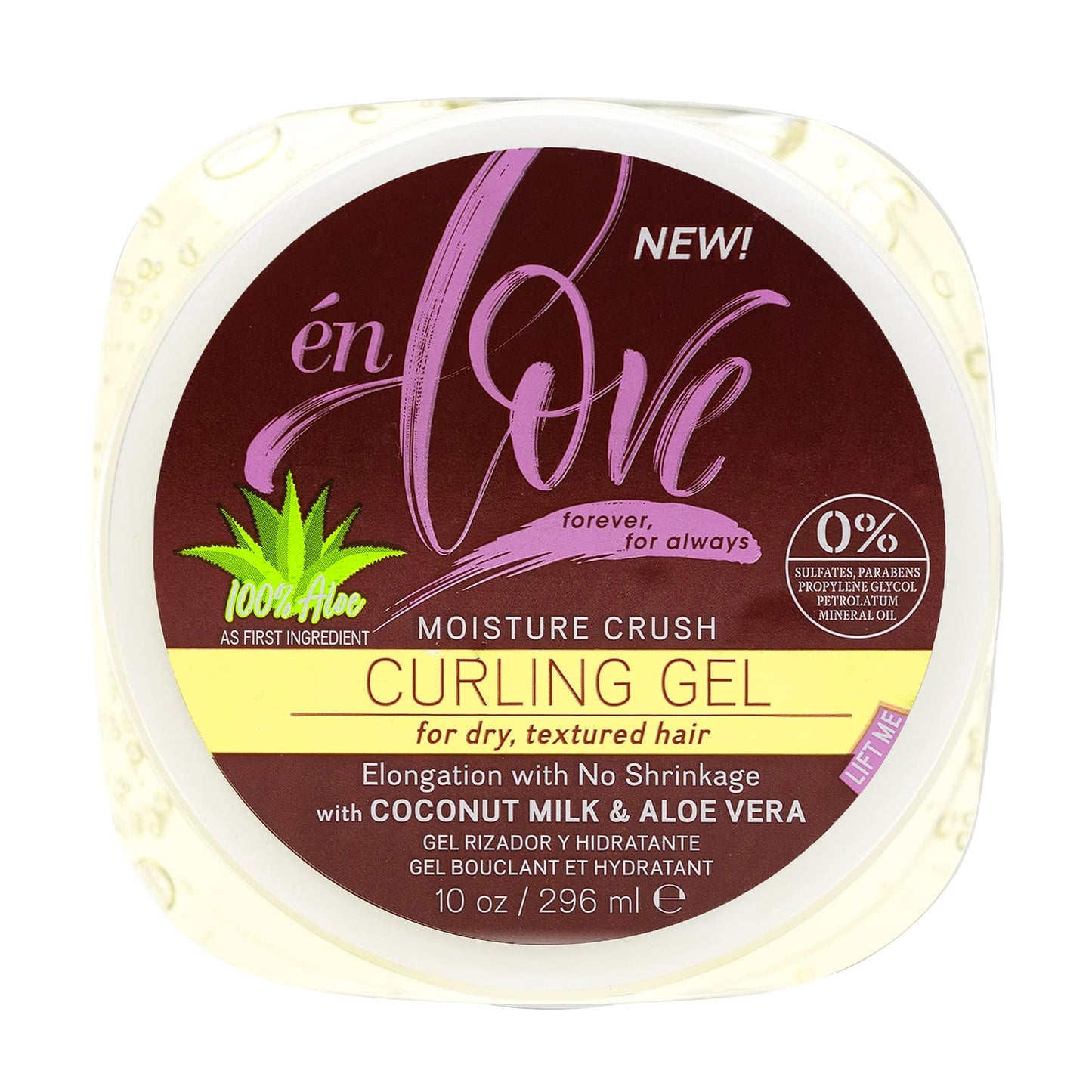 én Love Moisture Crush Curling Gel with Natural Coconut Milk & Pure Aloe Vera for Curly or Wavy Hair | Non-Flaking & Alcohol-Free | Defines Curls