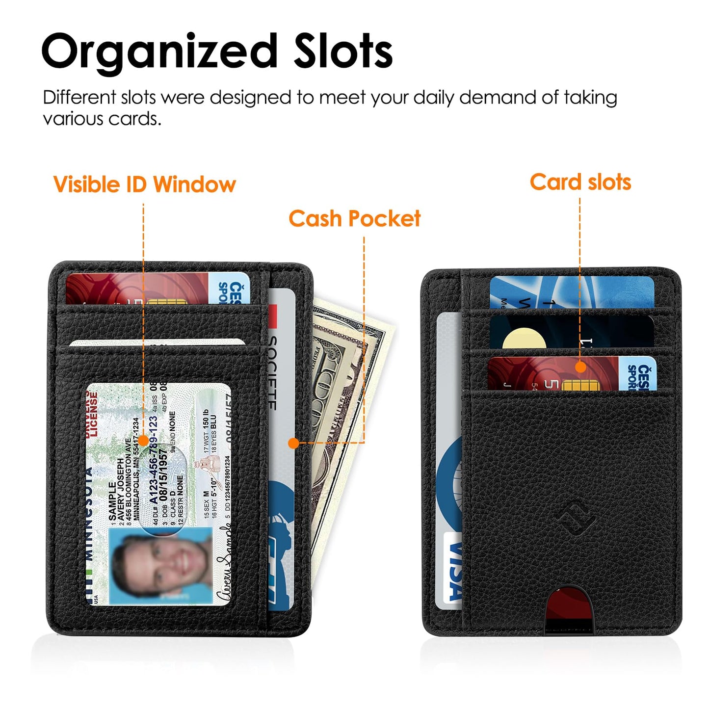 Fintie Slim Minimalist Front Pocket Wallet, RFID Blocking Credit Card Holder Card Cases with ID Window for Men Women (Black)