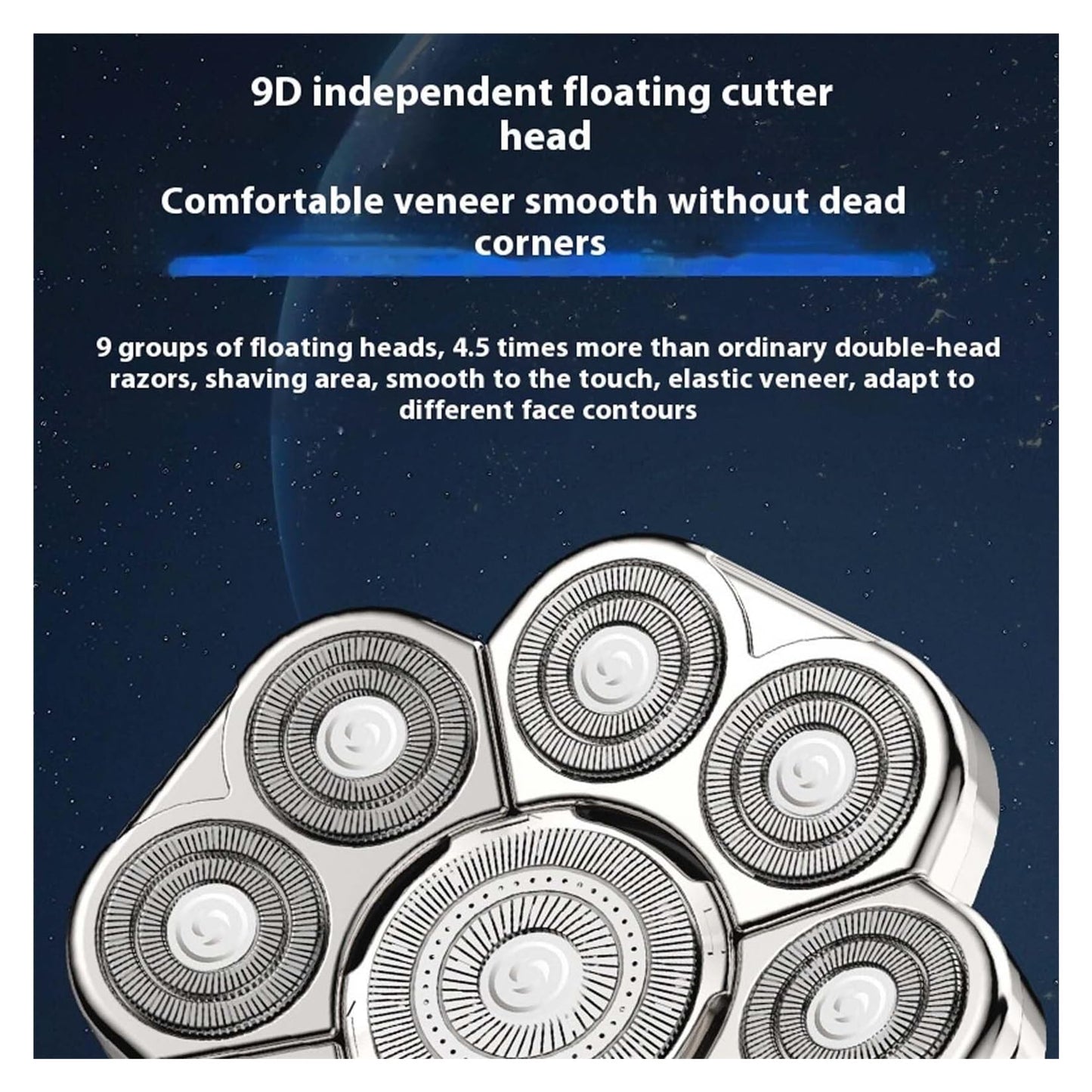 PWVFXHYF Shaver Pro, 9D Floating Head Shaver for Bald Men, 6-in-1 Detachable Head Shavers, IPX7 Waterproof Wet Dry Shaving, Intelligent LED Display Beauty and Personal Care PWVFXHYF