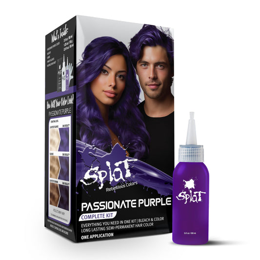 Splat | Complete Kit | Hair Dye | Semi-Permanent | Long Lasting | Vegan and Cruelty-Free (Passionate Purple)