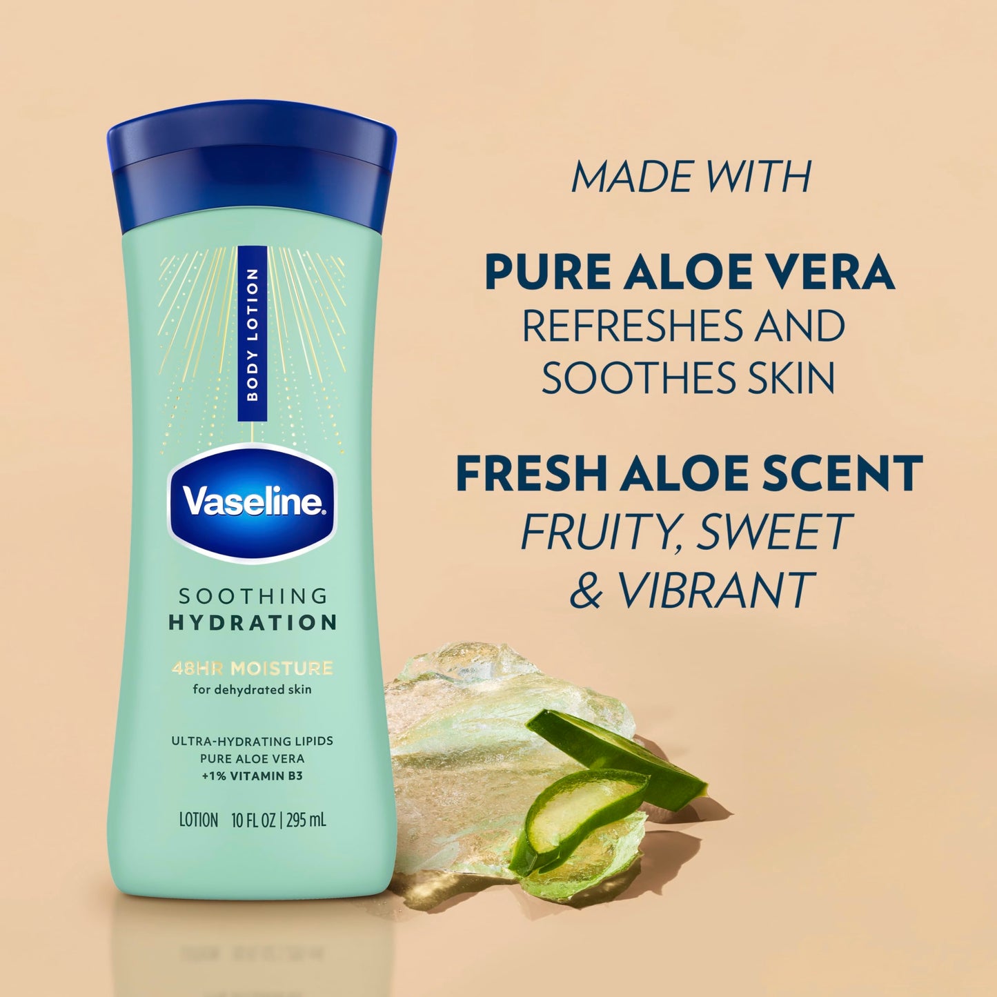 Vaseline Intensive Care Hand and Body Lotion For Dehydrated Skin Soothing Hydration Dry Skin Lotion with Aloe Vera Extract & Ultra-Hydrating Lipids 10
