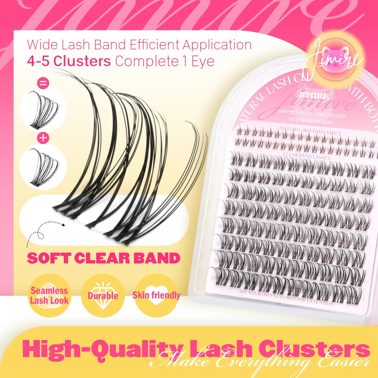 Venus Lash Clusters Kit with Bottom Lashes Natural Look Wispy 10-16MM Lash Extension Kit with Lash Bond and Seal, Remover, Tweezers D Curl Cluster Beauty and Personal Care JIMIRE