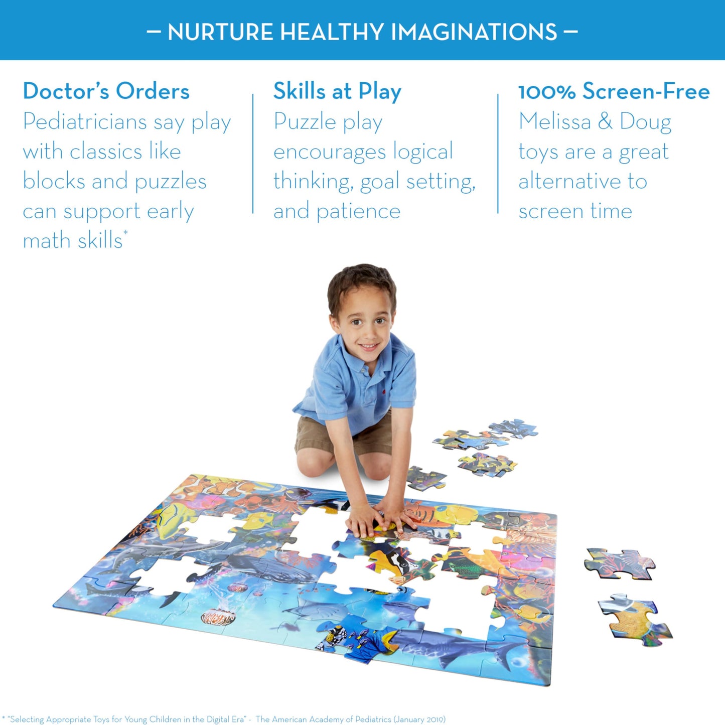 Melissa & Doug Underwater Ocean Floor Puzzle – 48-Piece Jumbo Jigsaw, Educational Screen-Free Activity for Kids Ages 3+, 2x3 ft, FSC Certified