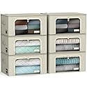 Sorbus Storage Bins with Metal Frame - Stackable & Foldable Clothes Organizer Bags - Oxford Fabric Storage Containers with Large Clear Window & Carry…