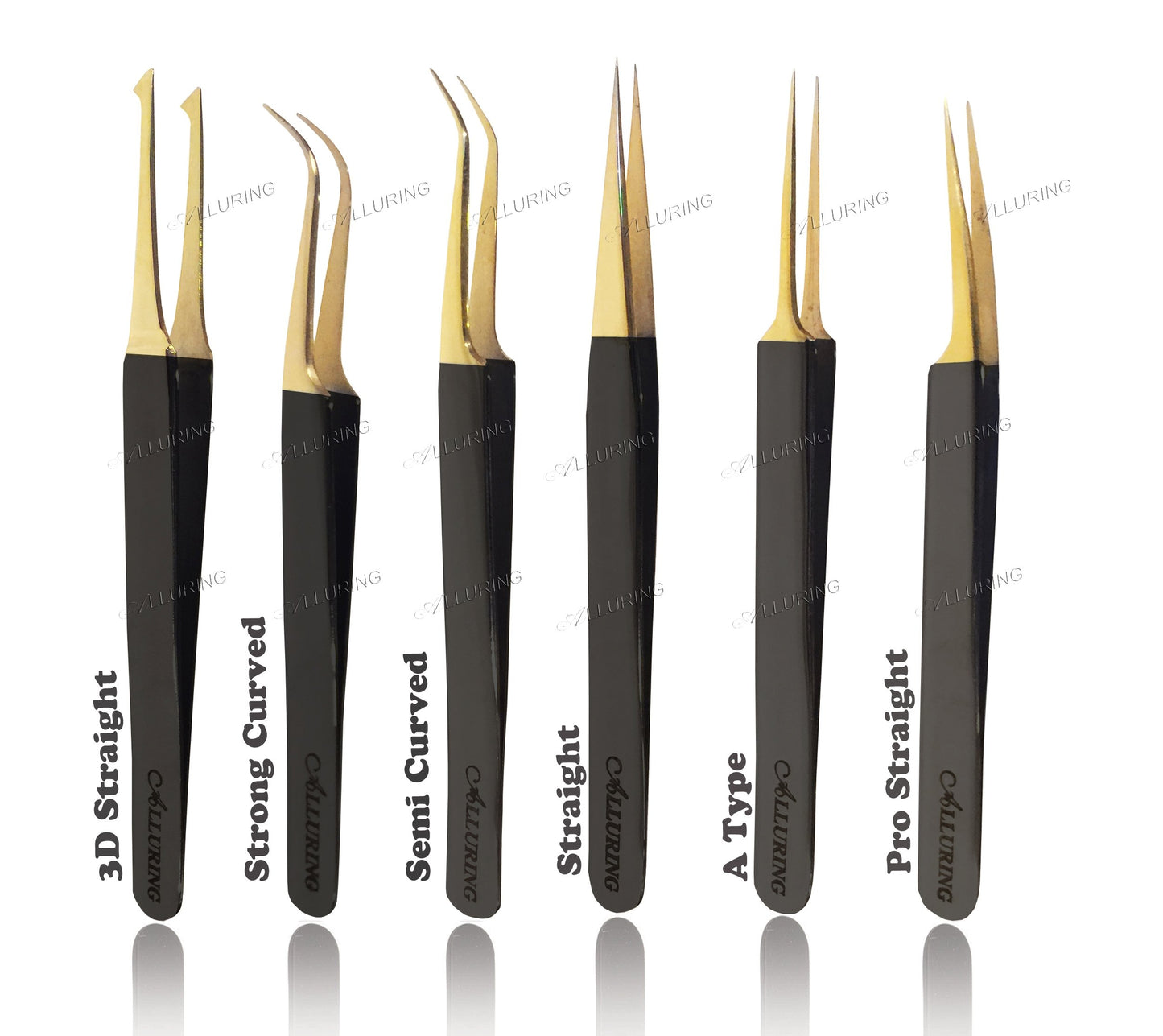 Alluring Black with Gold Tip Tweezers for Eyelash Extension - 3D Straight Beauty and Personal Care Alluring