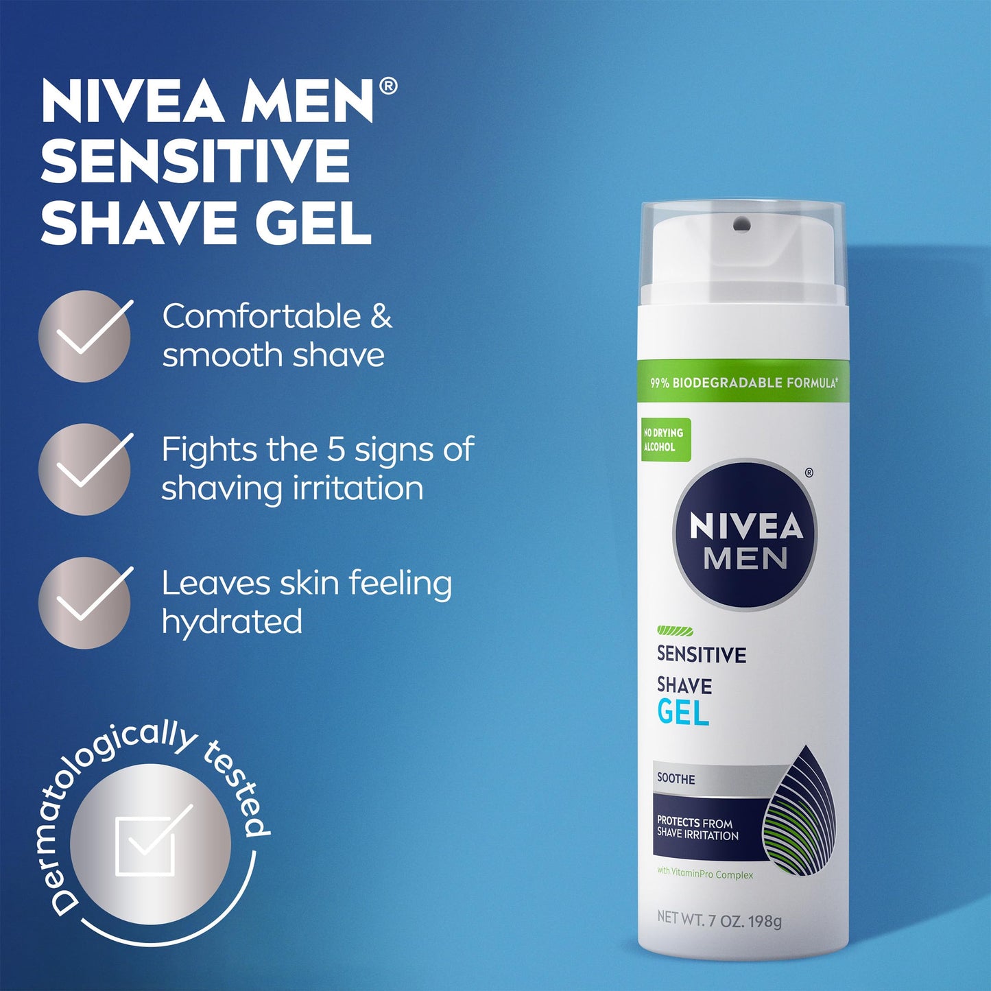 NIVEA MEN Sensitive Shave Gel, Shaving Gel for Men with Sensitive Skin, Enriched with VitaminPro Complex, 7 Oz Can, Pack of 3 Beauty and Personal Care NIVEA MEN