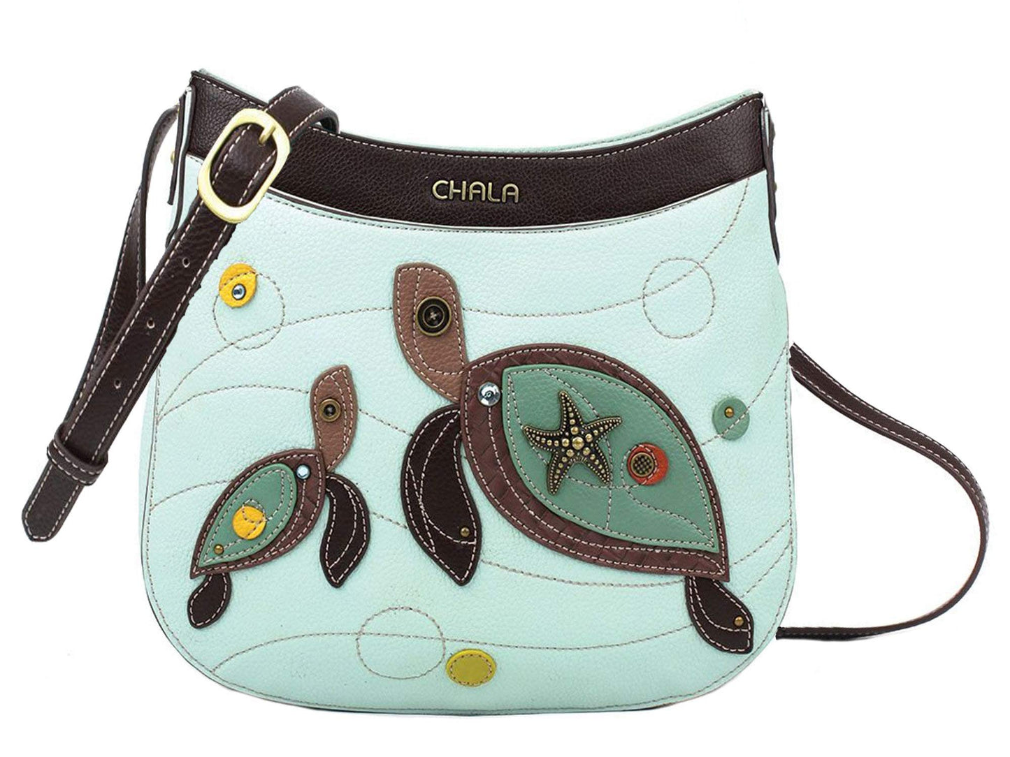 Chala Handbags Sea Turtle Crescent Crossbody Handbag Purse, Turtle Lovers