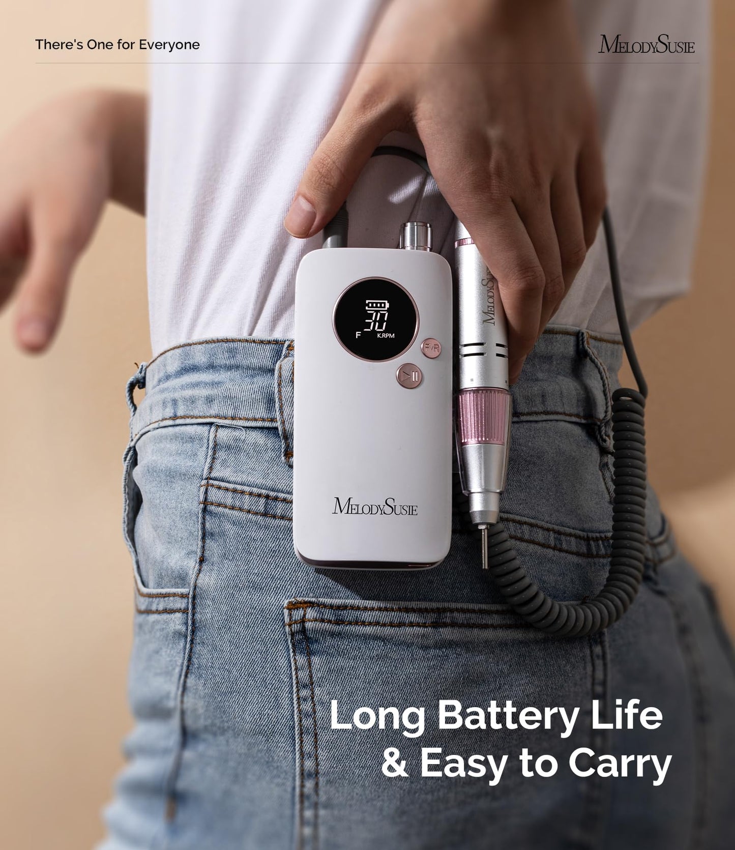 MelodySusie Entry-Level Clip-On Rechargeable Nail Drill, SC320F 30000RPM E-File with Pastel & Colorful Design for Manicure Shaping & Gel Removal Beauty and Personal Care MelodySusie
