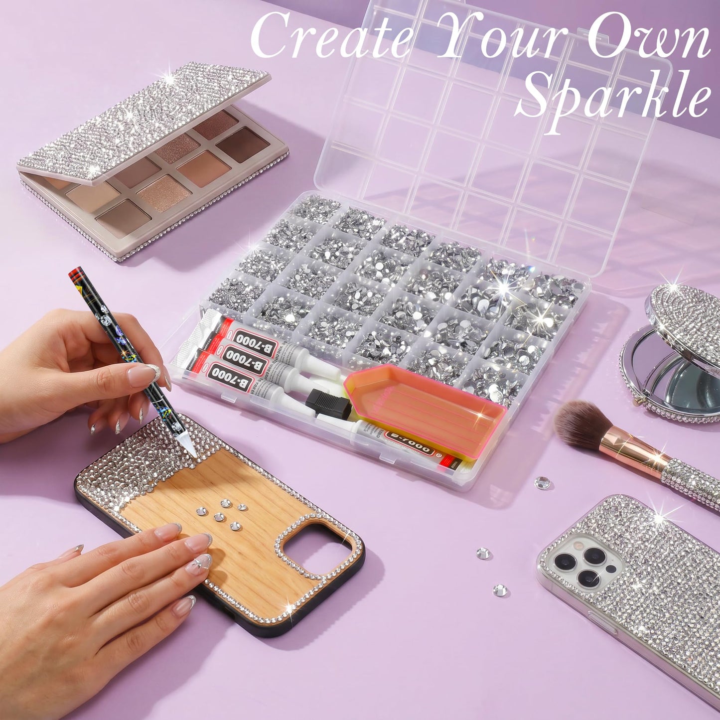 LOTWOW Silver Bedazzler Kit with Rhinestones Beauty and Personal Care LOTWOW