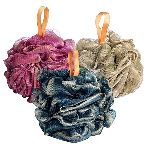 Fishent Bath Sponge Shower Loofahs 60g, 3 Pack Soft Net Body Scrubber, Durable Mesh Shower Pouf Bath Loofah Sponge Body Wash Puff for Women and Men