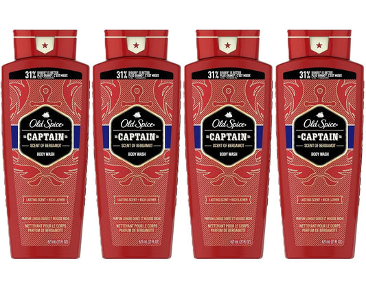 Old Spice Captain Scent of Bergamot Body Wash 21 fl oz - Pack of 4 Beauty & Personal Care Old Spice
