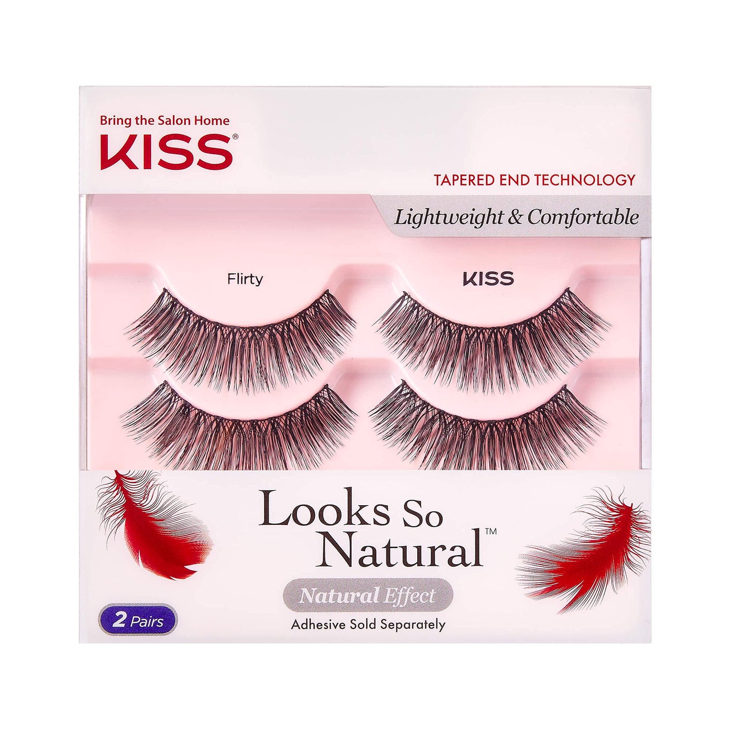 KISS Looks So Natural False Eyelashes Double Pack, Lightweight & Comfortable, Tapered End Technology, Reusable, Cruelty-Free, Contact Lens Friendly
