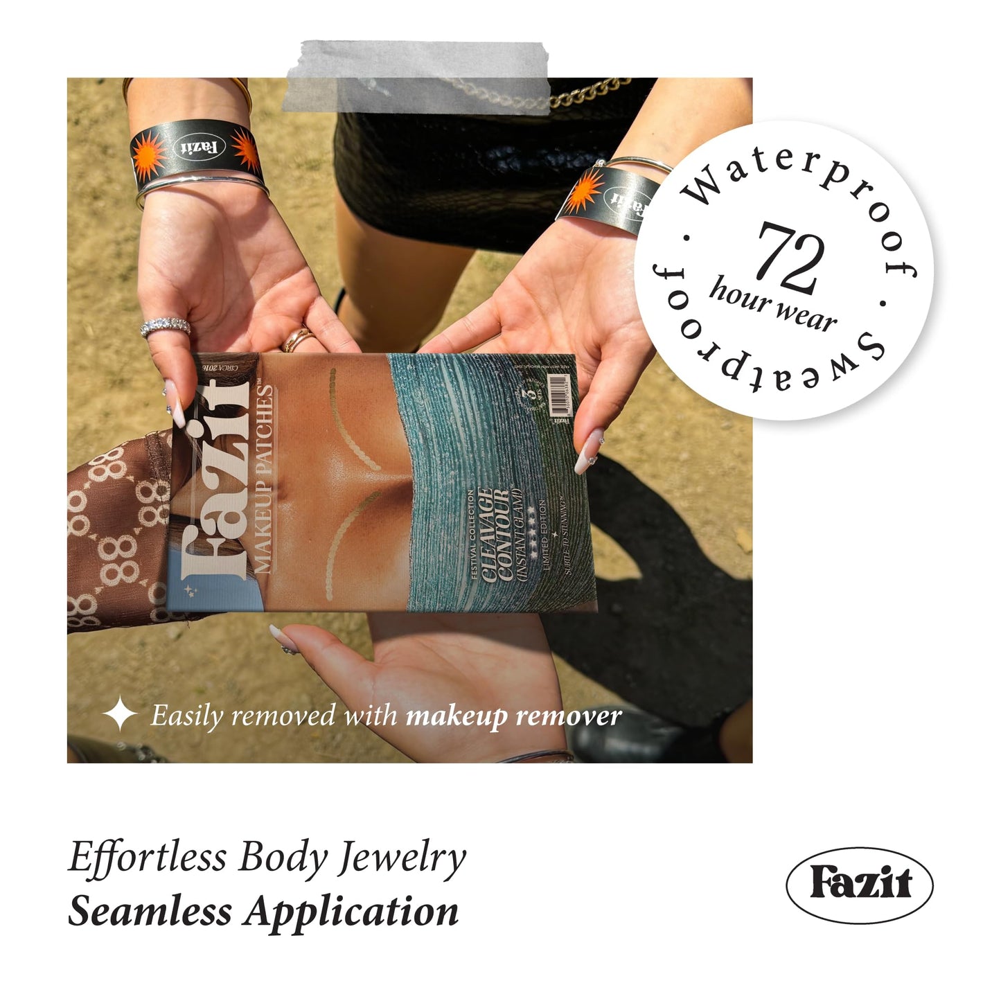 Fazit Makeup Patches - Cleavage Contour - Glow Up Make-Up Patches - Cute Glitter Makeup Accessories for Women - Cosmetic Body Glitter