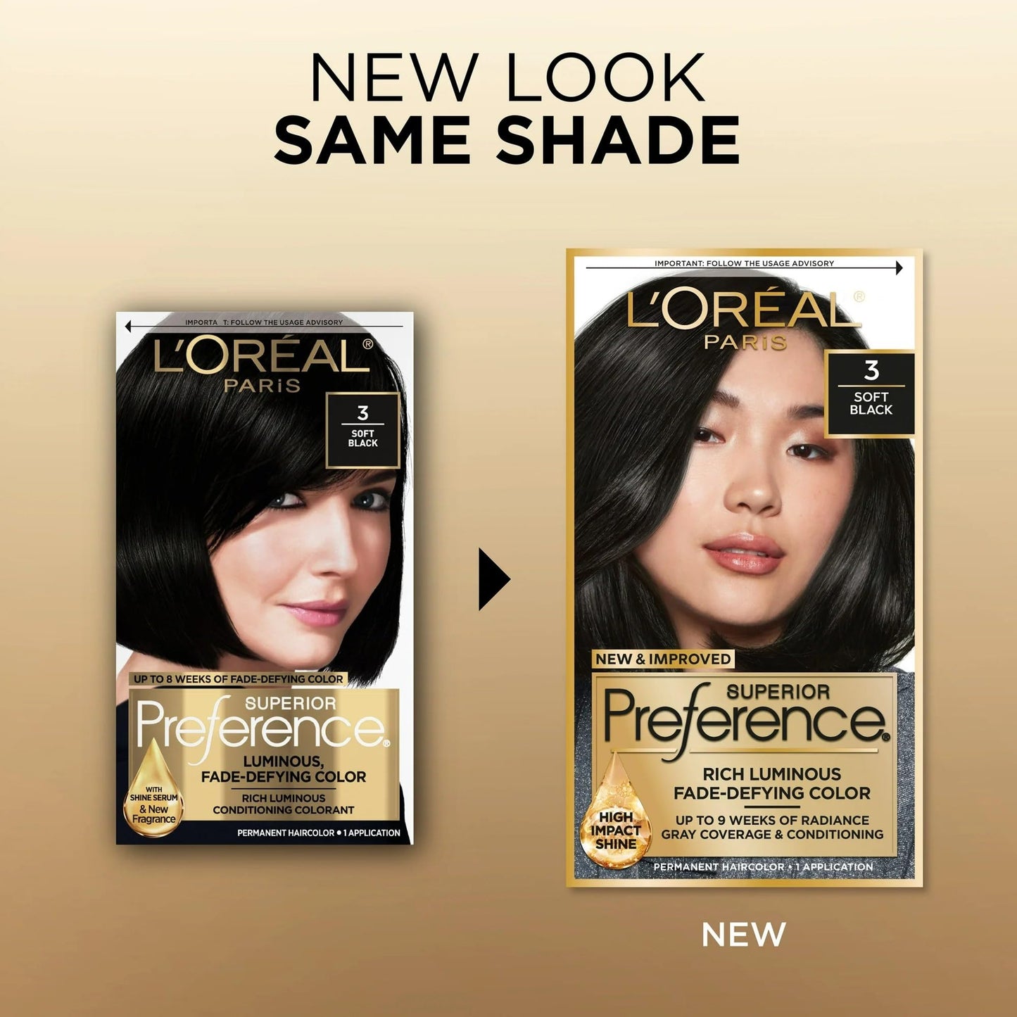 L'Oreal Paris Superior Preference Fade-Defying Color + Shine System 3 Soft Black/Natural