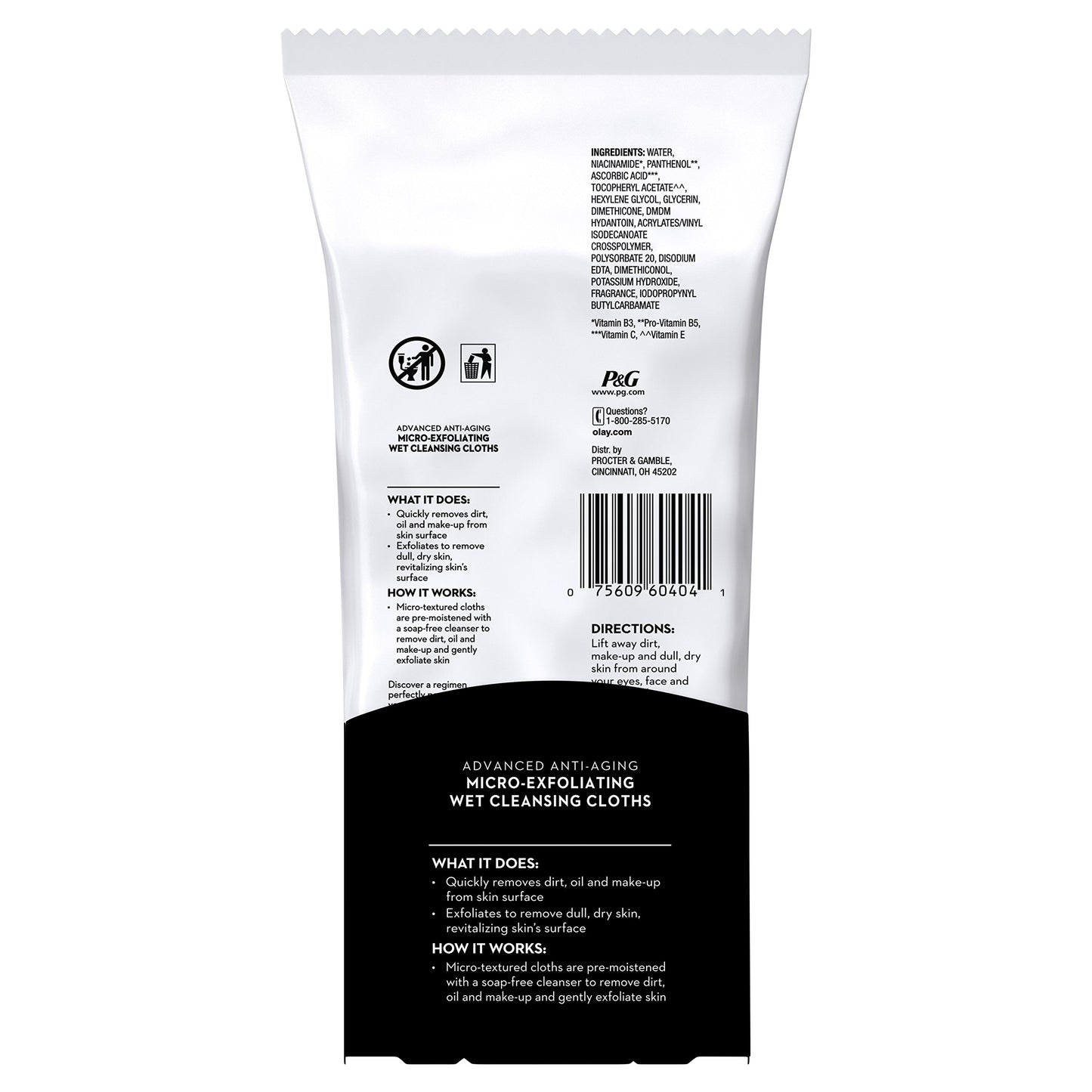 Olay Regenerist Micro-Exfoliating Wet Cleansing Cloths, 30 Count