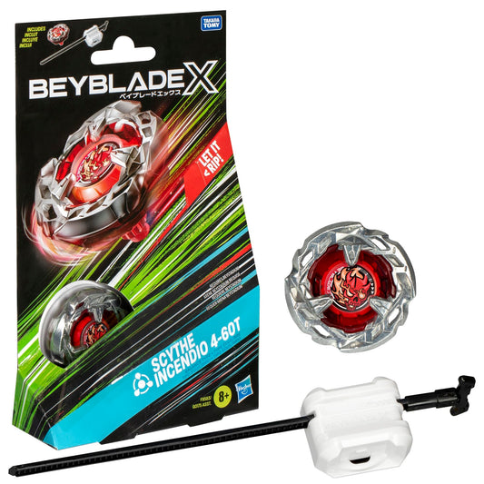 Beyblade X Scythe Incendio 4-60T Starter Pack Set with Balance Type Right-Spinning Top and Launcher; Battling Top Toys for 8 Year Old Boys and Girls