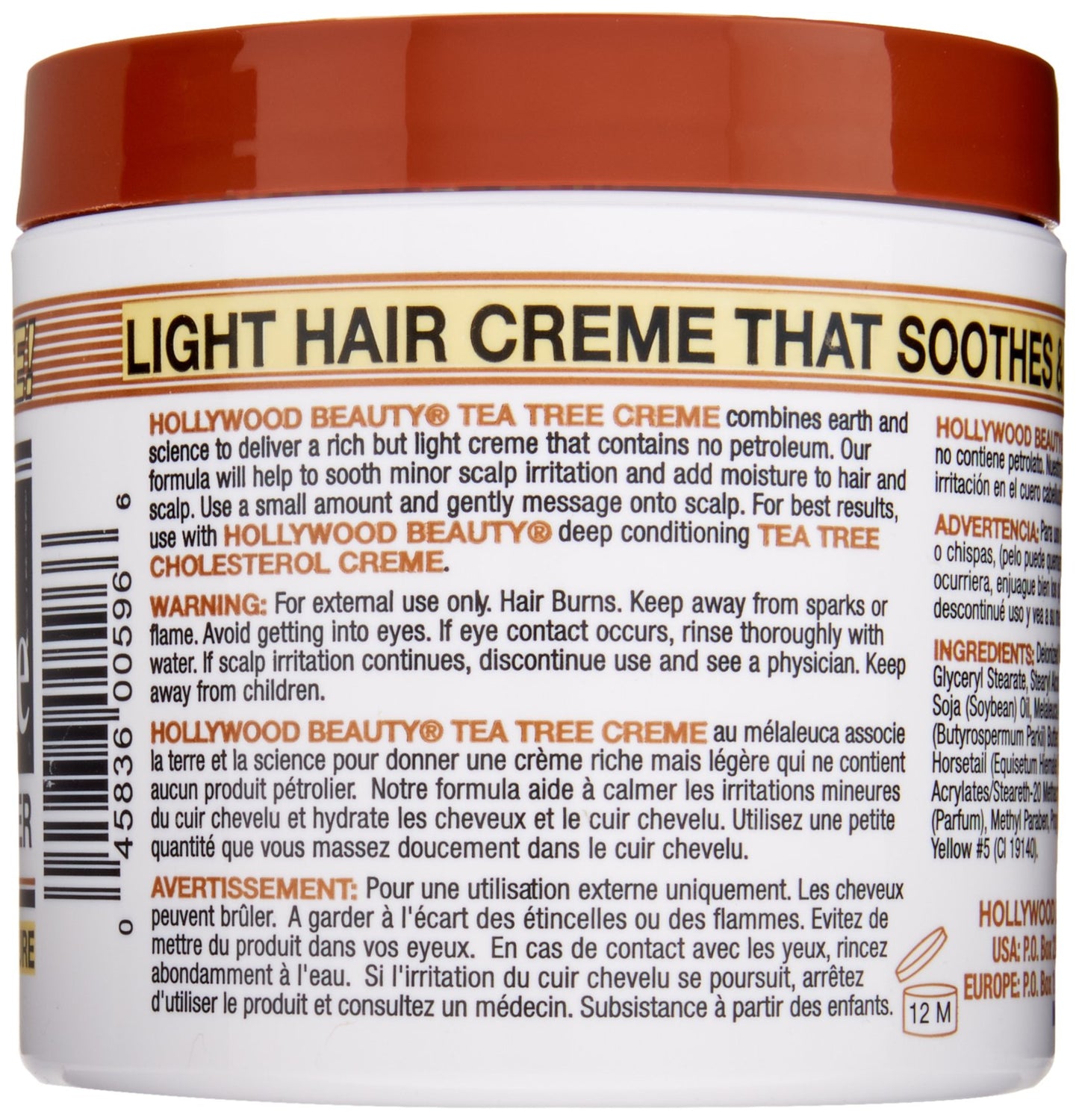 Hollywood Beauty Tea Tree Creme Hair and Scalp Conditioner, White , 10.5 Ounce