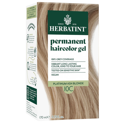 Herbatint Permanent Hair Dye For Women - 10C Platinum Ash Blonde - For Up To 100% Gray Coverage of Resistant Gray Hair - Ammonia-Free, Alcohol-Free Beauty & Personal Care Herbatint