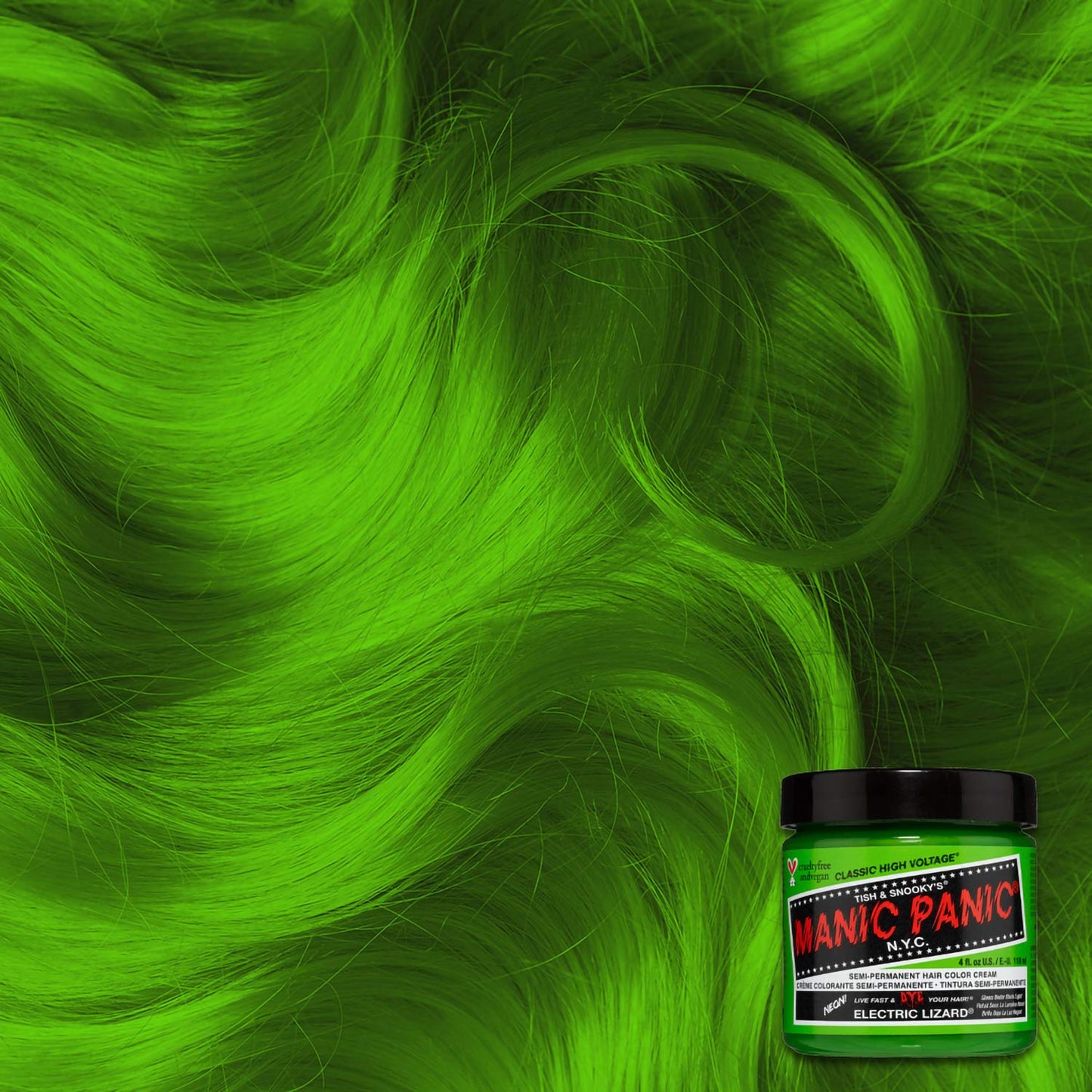 MANIC PANIC Classic Electric Lizard Semi Permanent Hair Color - Bright Neon Green Hair Dye for Women & Men That Lasts 4-6 Weeks - Vegan, Ammonia