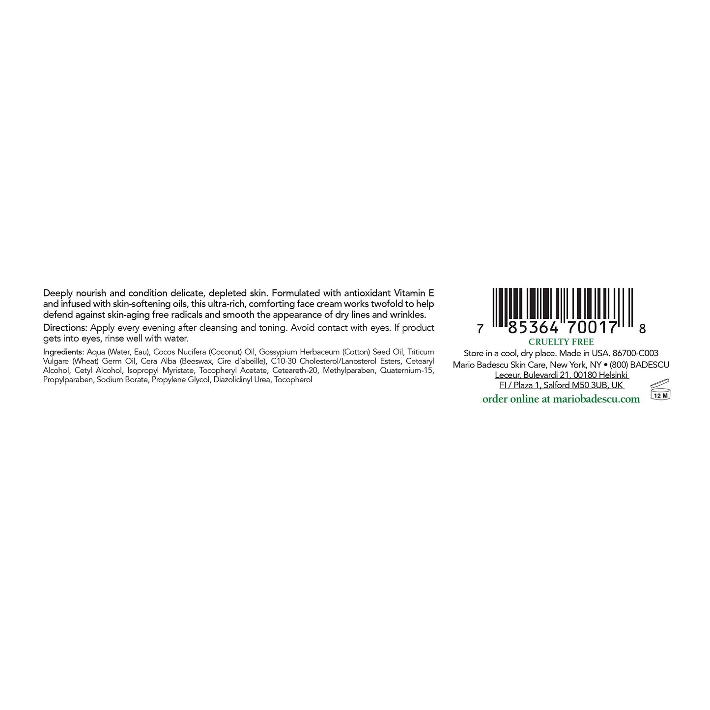 Mario Badescu Vitamin E Night Cream, Anti Wrinkle Face Cream for Dry or Sensitive Skin, Facial Skin Care Infused with Ultra-Rich Skin-Softening Oils