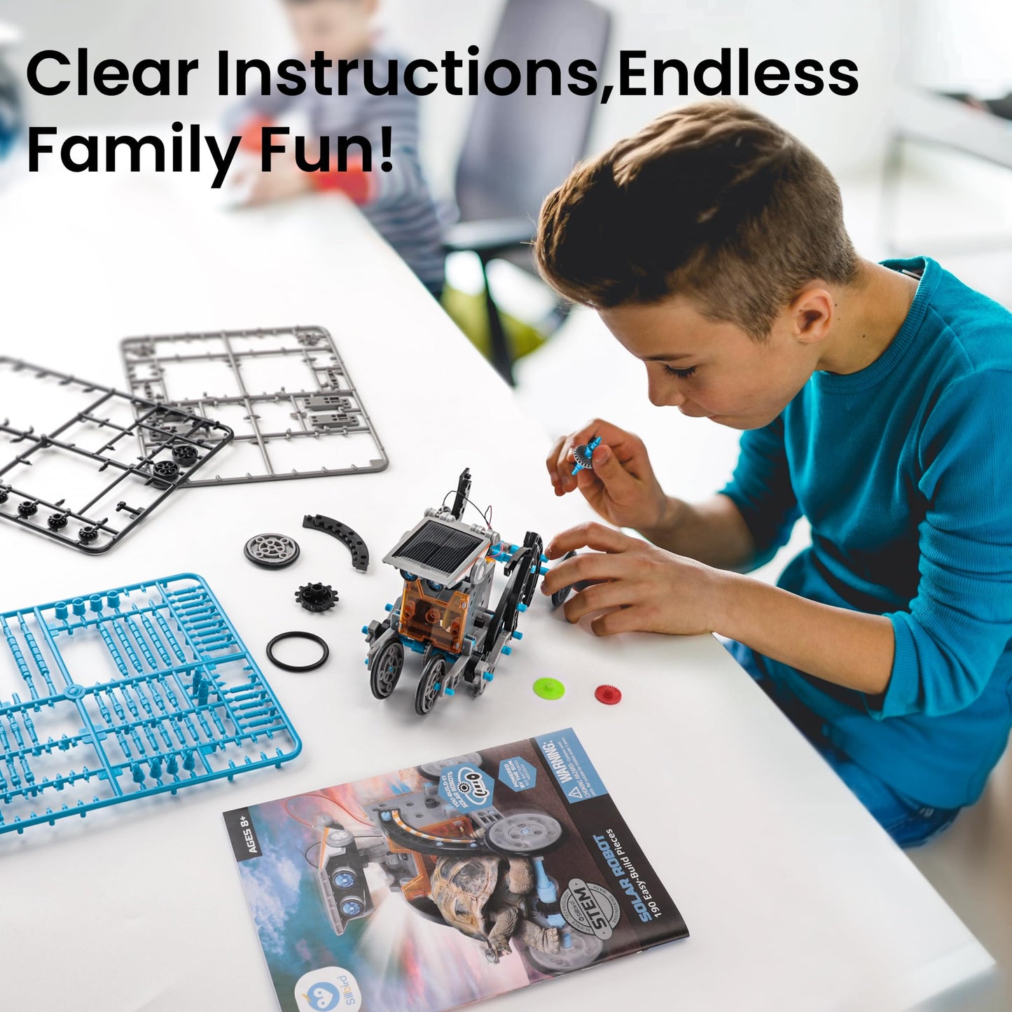 Sillbird 12-in-1 Solar Robot Kit – STEM Building Toy with 190 Pieces, DIY Science Educational Gift for Kids & Teens Ages 8-13, Sun Powered