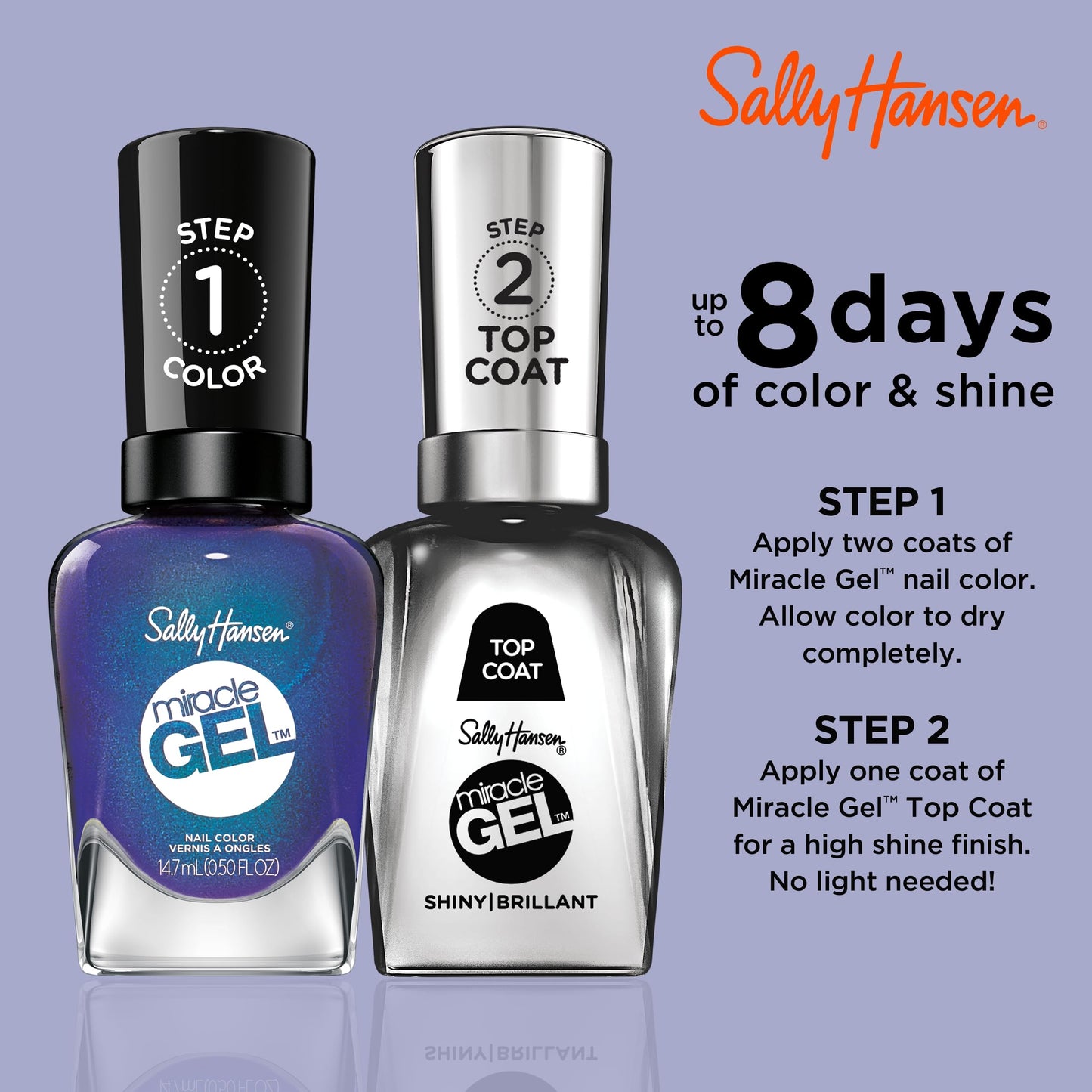 Sally Hansen Miracle Gel Salon Quality Nail Polish | Gel-Like Formula, Two-Step System, No UV Light Needed, Long Lasting | Opaque, Glossy | 573