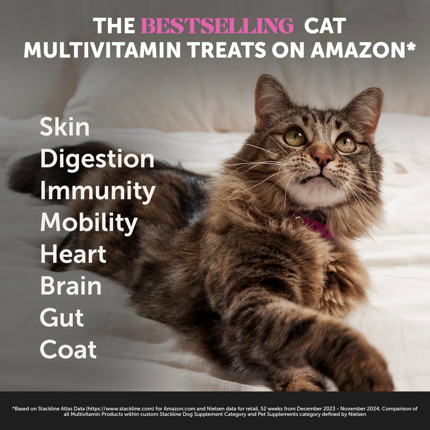 Cat Multivitamin Chews – Crunchy & Creamy Treats for Immune, Joint, Skin, Coat & Digestive Health with Omega-3, Lysine & Probiotics