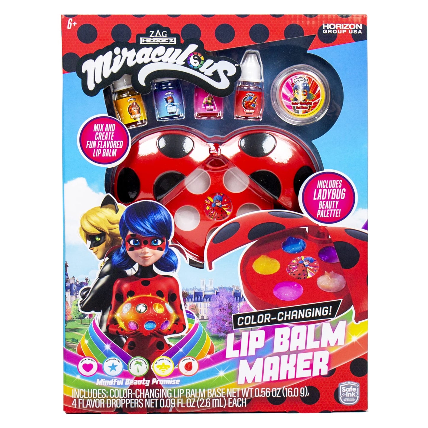 Miraculous Color-Changing Lip Balm Maker, Make Your Own Ladybug Lip Gloss Kit, Travel-Friendly Lip Balm Palette Great for Miraculous Parties