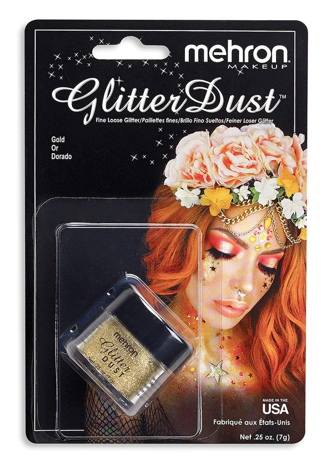 Mehron Makeup Paradise Glitter FX | Professional Cosmetic for Makeup & Art | Vibrant & Shimmering Loose Glitter .25 oz (7 g) (Gold)