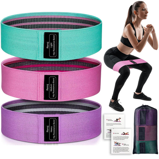 Renoj Resistance Bands, Yoga Starter Sets for Women and Men, 3 Set of Stretch Exercise Workout Bands for Booty Legs, Elastic Pilates Flexbands