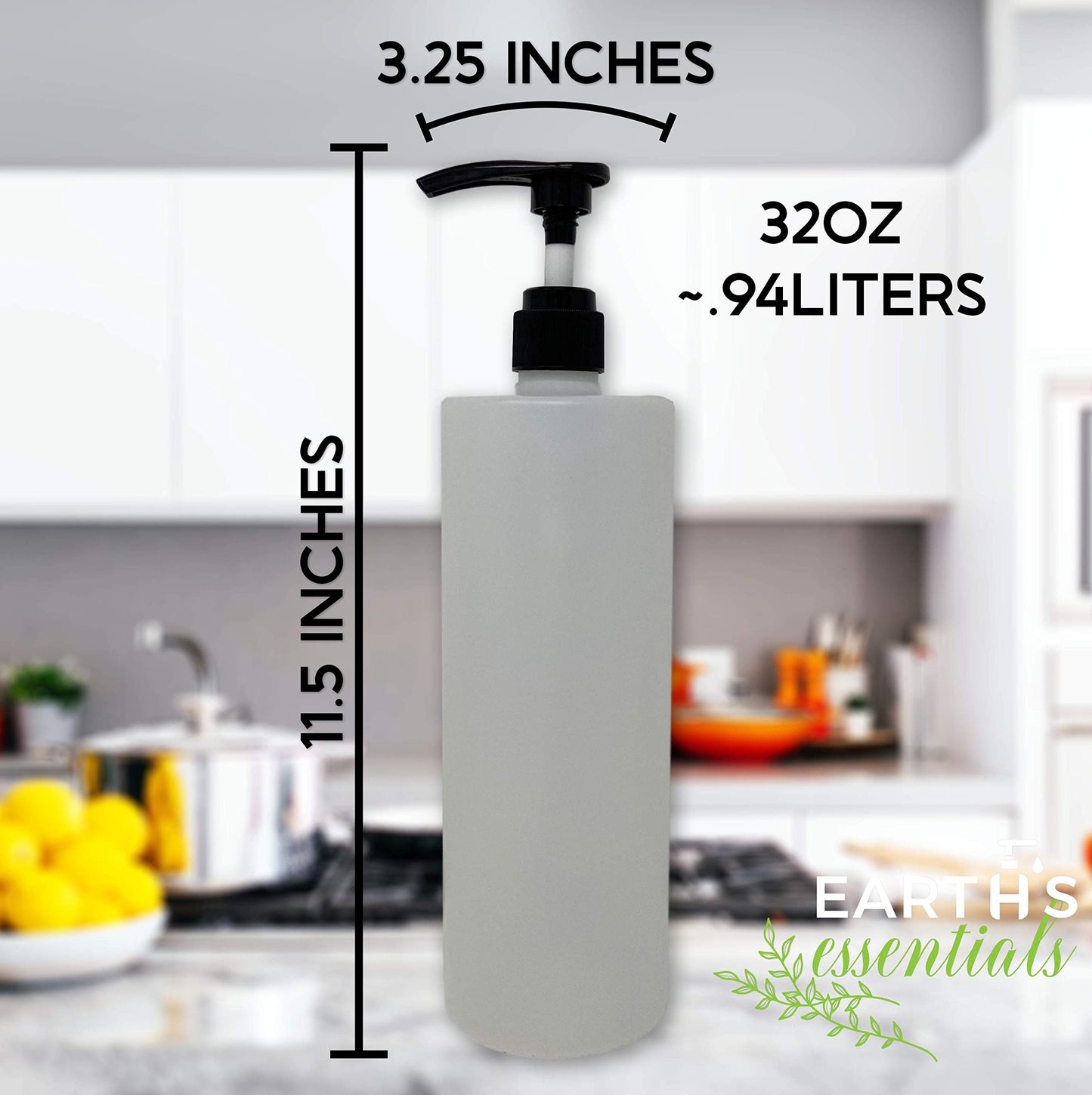 32oz (1 quart) Refillable Empty Pump Bottle Soap Dispensers for Hand Soap, Shampoo, Shower Gel, Body Wash and Lotion, BPA-Free HDPE Plastic