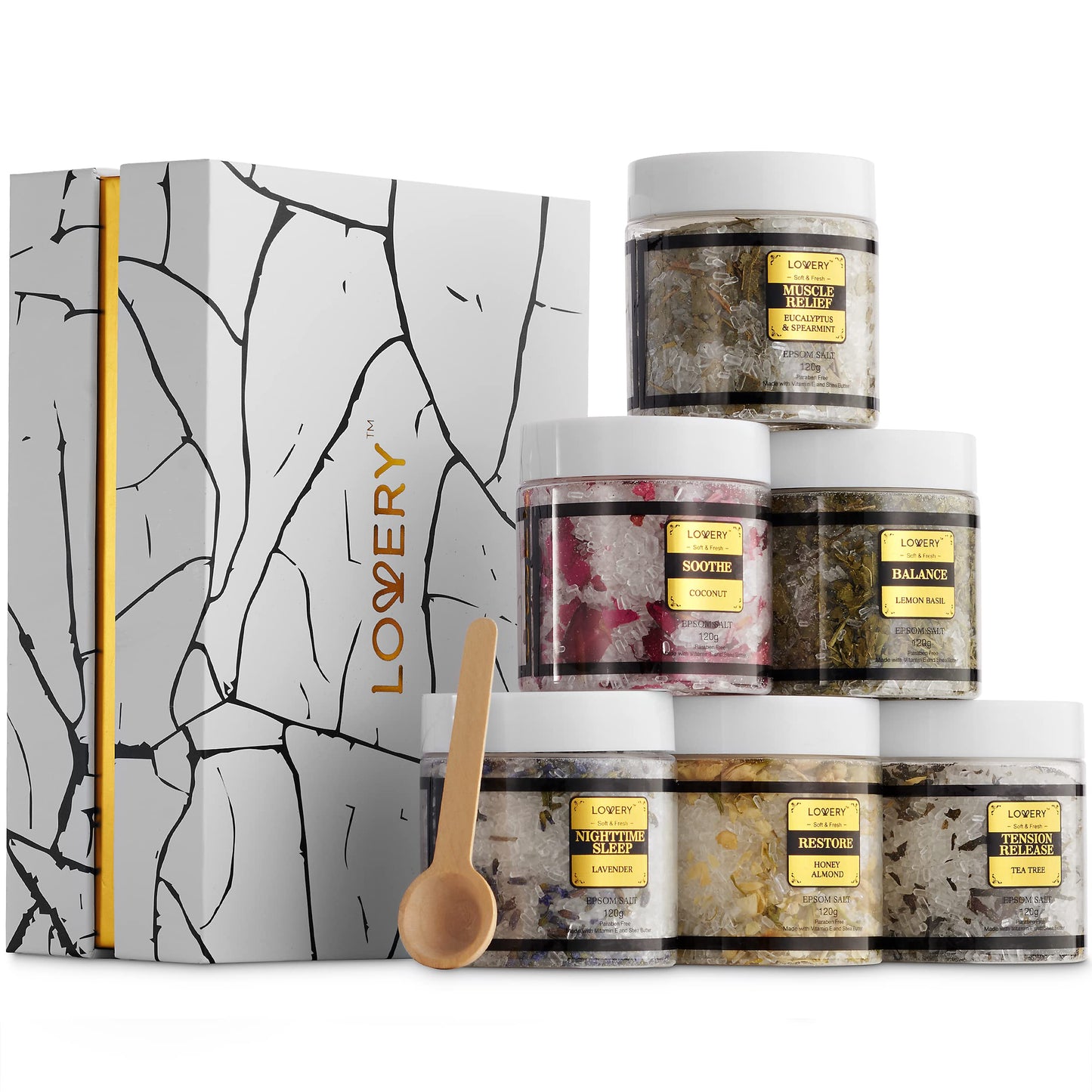 Gifts for Women Who Have Everything Spa Gift Basket, Epsom Bath Salts Gift Basket Set, Self Care Salt W/Essential Oil, Gifts for Mom, Her, Lavender Beauty and Personal Care LOVERY