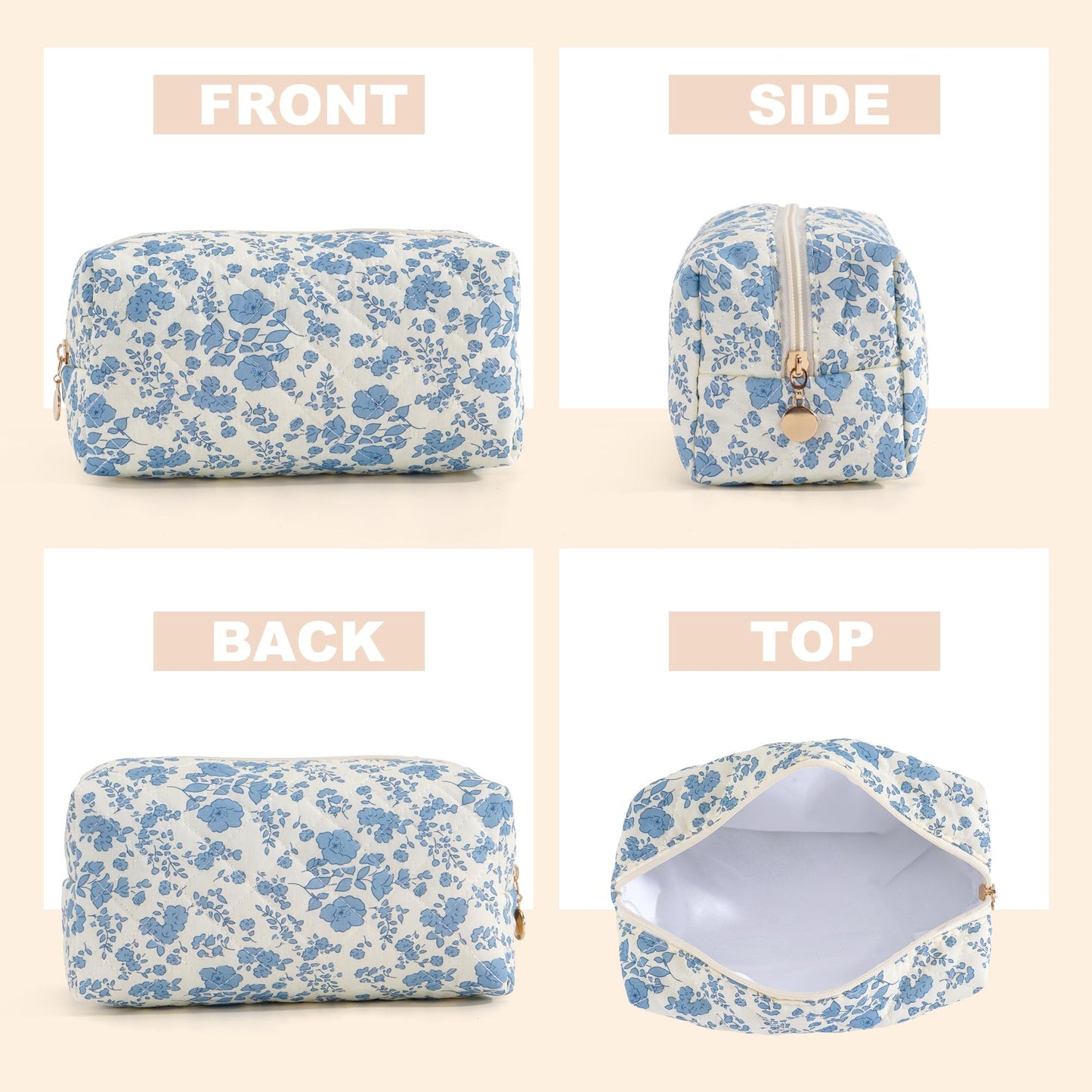 UUYUUY Makeup Bag Travel Toiletry Bag for Women, Small Cosmetic Bags Cute Quilted Cotton Makeup Pouch for Purse Emergency Bag Pencil Case Accessory Beauty and Personal Care UUYUUY