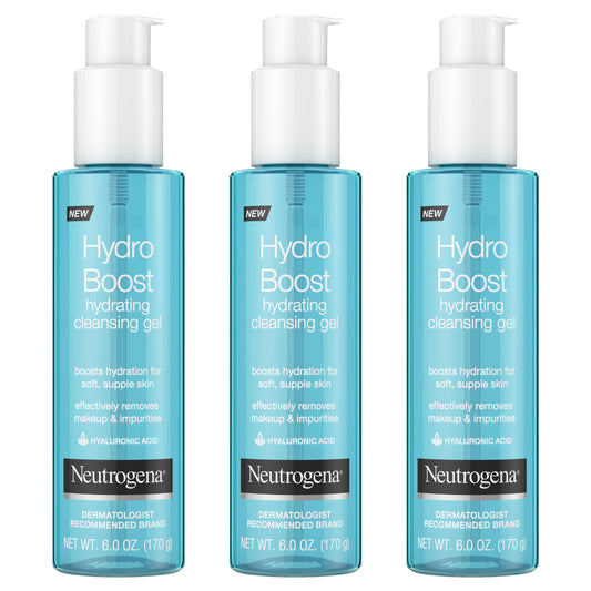 Neutrogena Hydro Boost Lightweight Hydrating Facial Cleansing Gel, Gentle Face Wash & Makeup Remover with Hyaluronic Acid, Hypoallergenic & Non