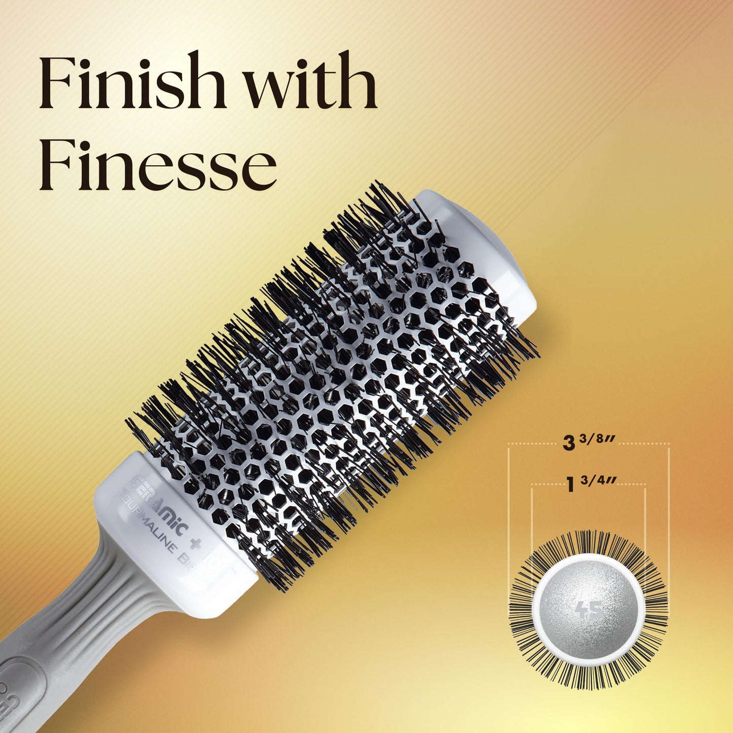 Olivia Garden Ceramic + Ion Round Thermal Hair Brush - Not Electrical - Professional Blowout Brush for Normal to Thick Hair - 1.75"-Diameter Barrel