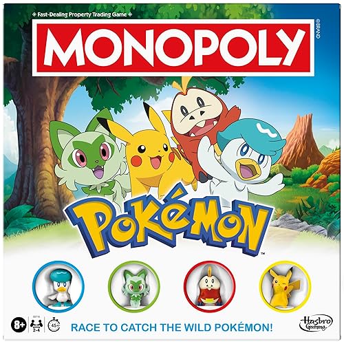 Monopoly Pokémon Edition Board Game | Ages 8 and Up | 2 to 4 Players | Kids Games for Pokémon Fans | Fun Family Games| 45 Mins. Avg.
