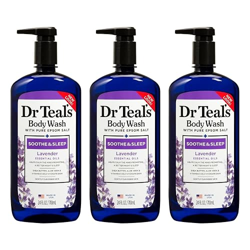 Dr Teal's Pure Epsom Salt Body Wash Soother & Moisturize With Lavender 24 oz (Pack of 3)