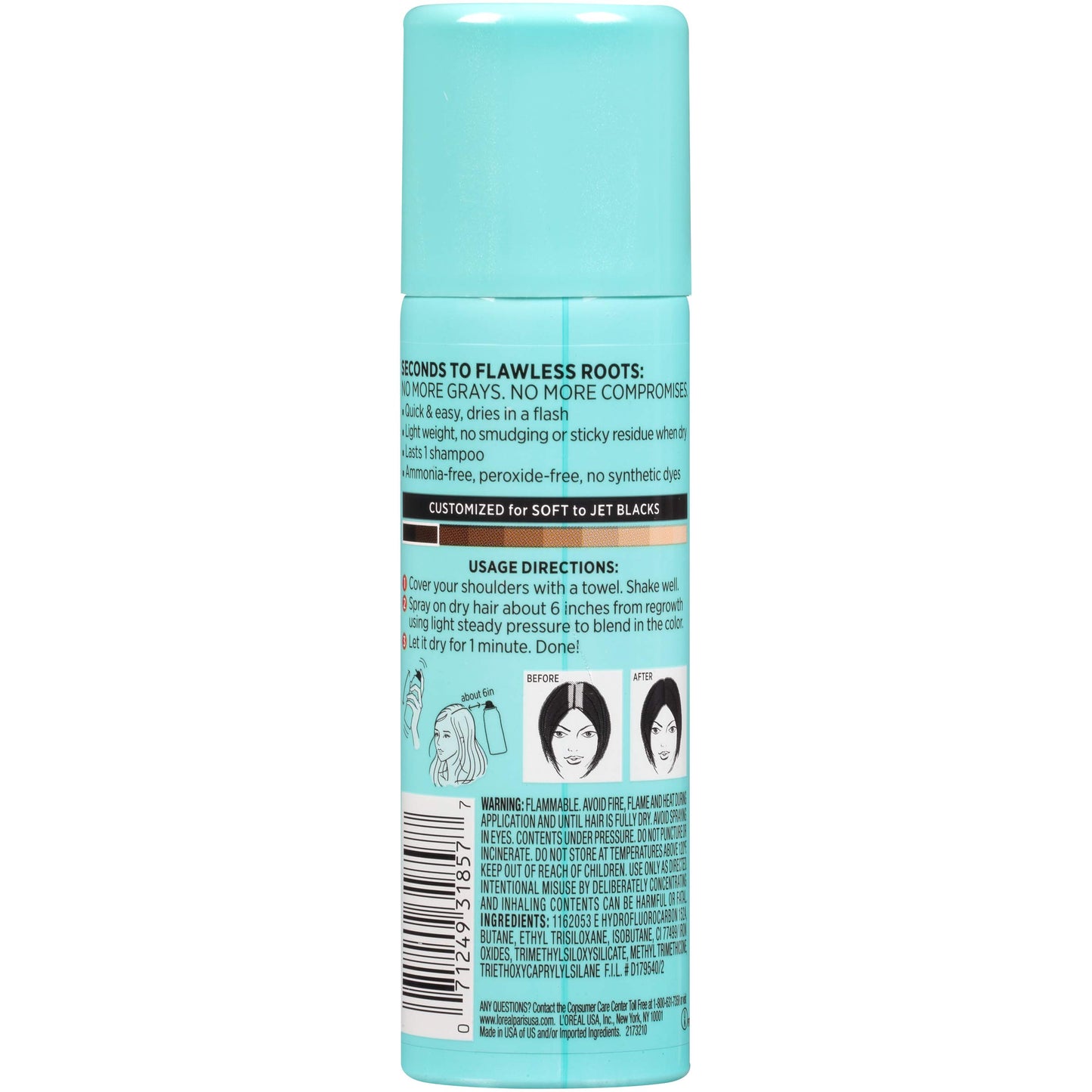 Loreal Root Cover Up Spray Black 2 Ounce (59ml) (3 Pack)