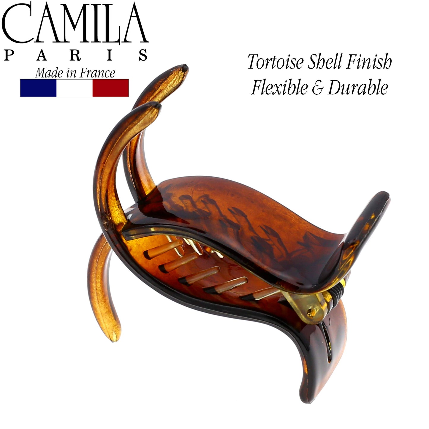 Camila Paris NV06 French Hair Clip for Women, Brown 3 Teeth Ponytail Holder, Girls Hair Claw Clips Jaw Fashion Durable Styling Hair Accessories