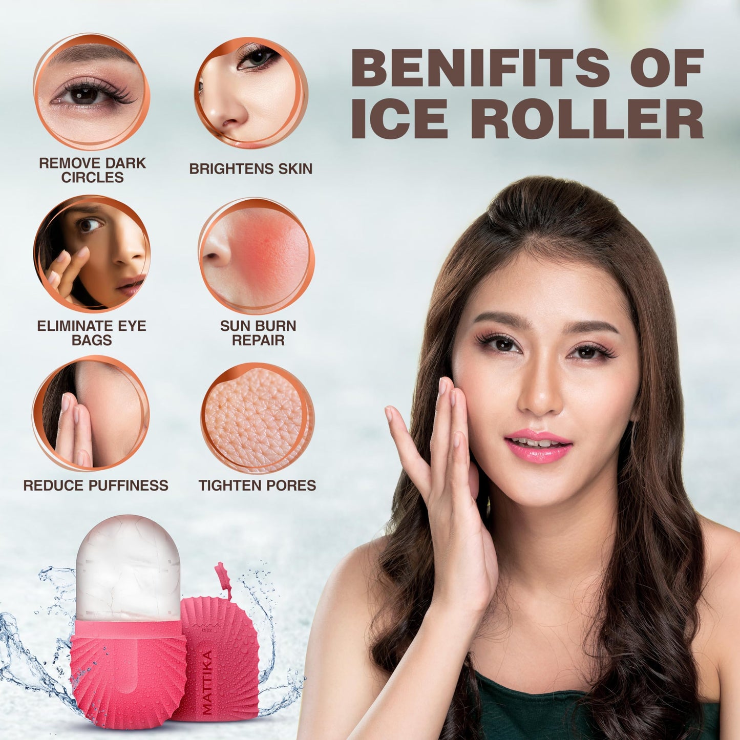 Ice Roller for Face and Eye Glow Naturally and Skincare, Ice Face Roller, Ice Facial Cube, Silicone Ice Mold, Ice Roller Face for Beauty and Skin Care
