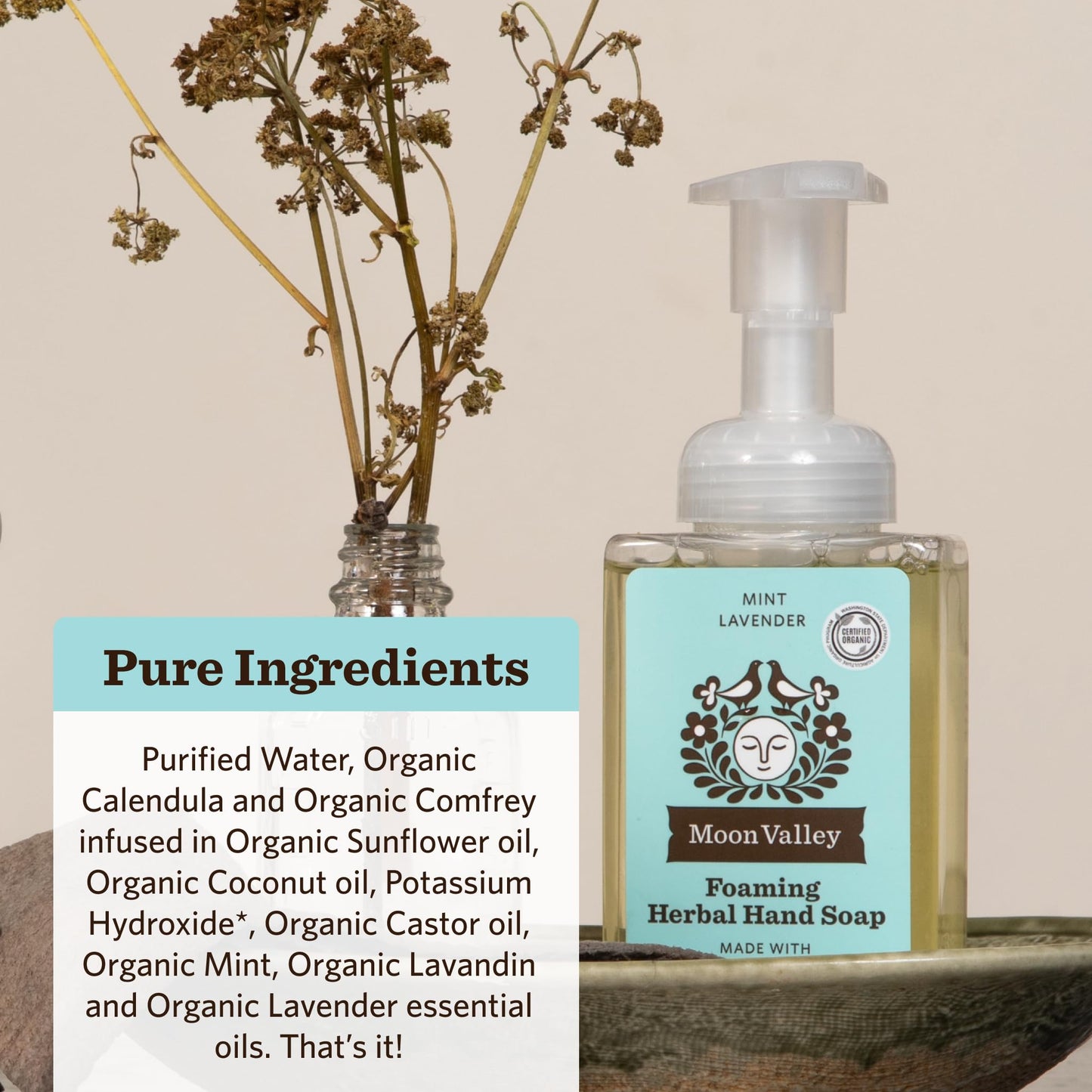 Moon Valley Herbal Foaming Hand Soap, Mint Lavender Two Pack, Vegan, Recyclable Bottle Beauty & Personal Care Moon Valley Organics