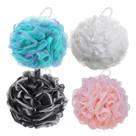 BTYMS 4 Pieces Shower Loofahs Bath Sponges 60g/pcs Mesh Puffs Body Scrub Luffas Bath Scrunchies for Shower Exfoliate Beauty & Personal Care BTYMS