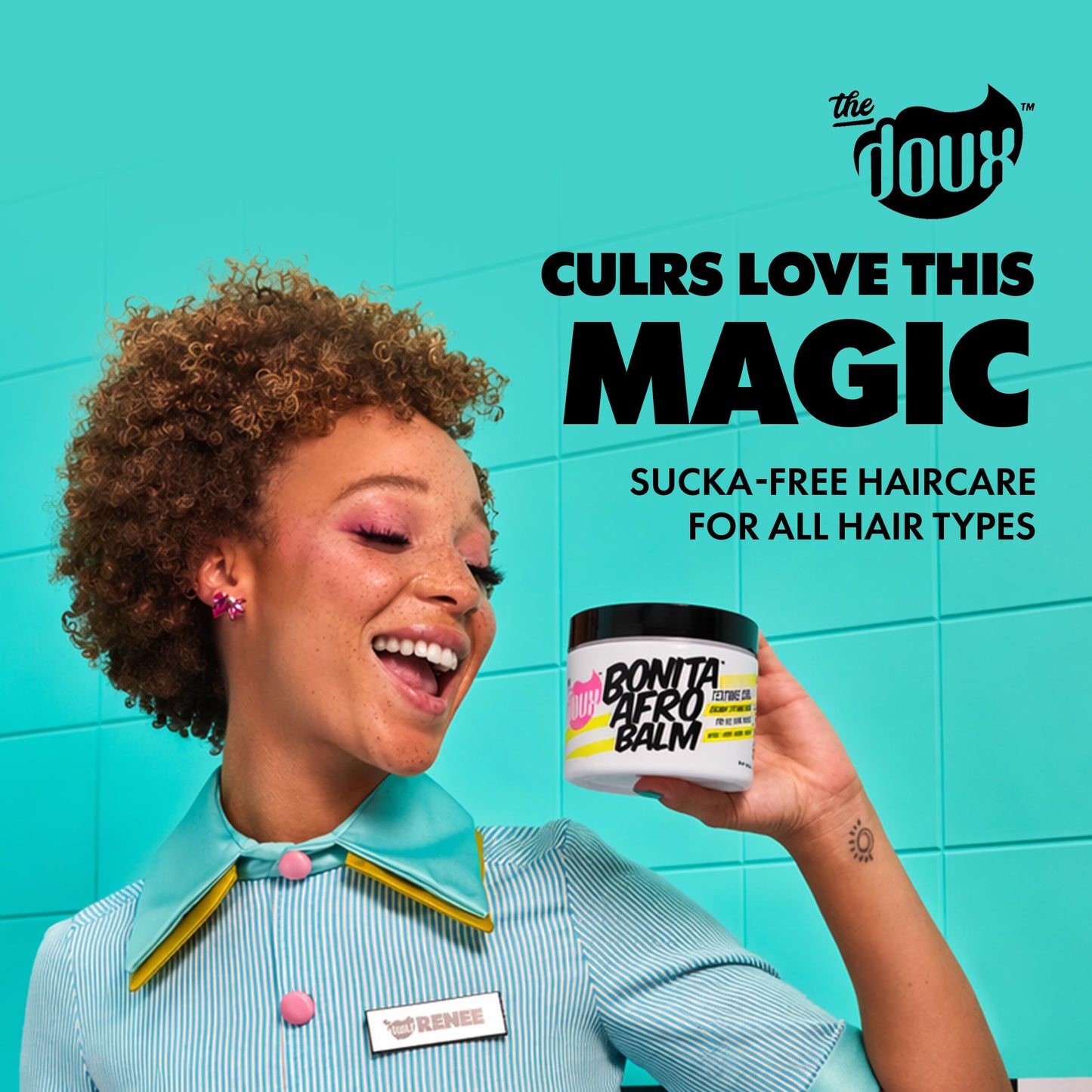 The Doux BONITA AFRO BALM - Texture Styling Cream - Pomade for Women and Men - Add Shine, Softness, and Moisture to Your Curls - Flyaway Hair Tamer