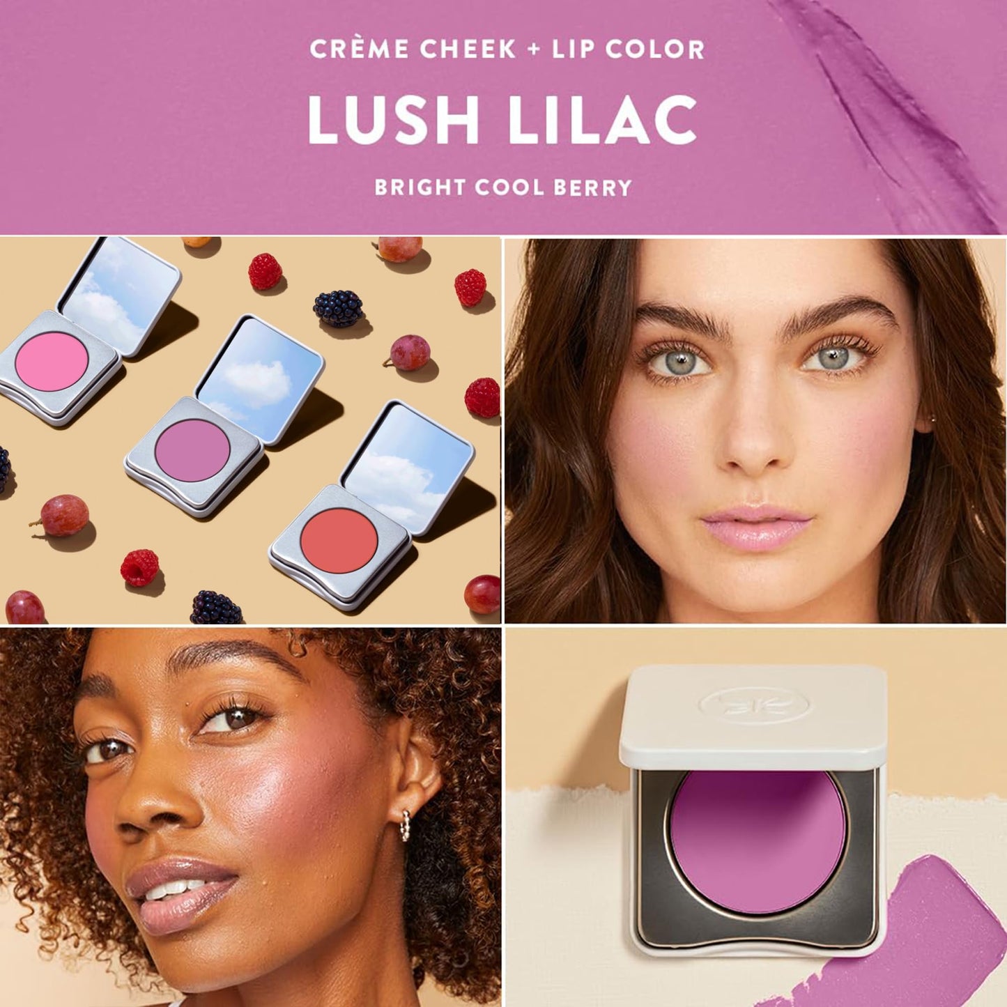 Honest Beauty 2-in-1 Creme Cheek Blush + Lip Color | EWG Verified, Vegan + Cruelty Free | Lush Lilac, .1 oz