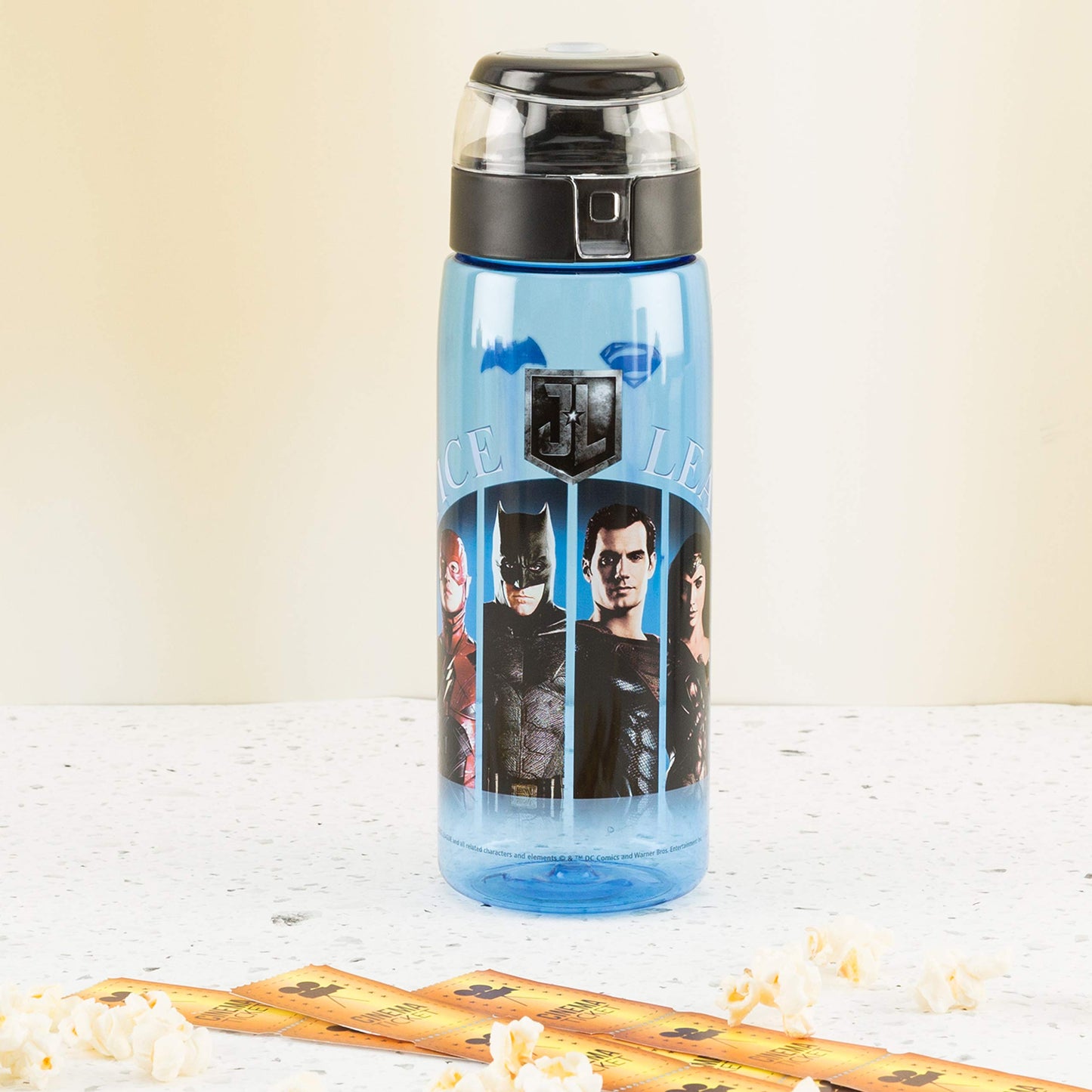 Zak Designs JLMA-K950 DC Comics Justice League Movie BPA Free Water Bottle with Loop 25 Ounce, Multicolor, Single