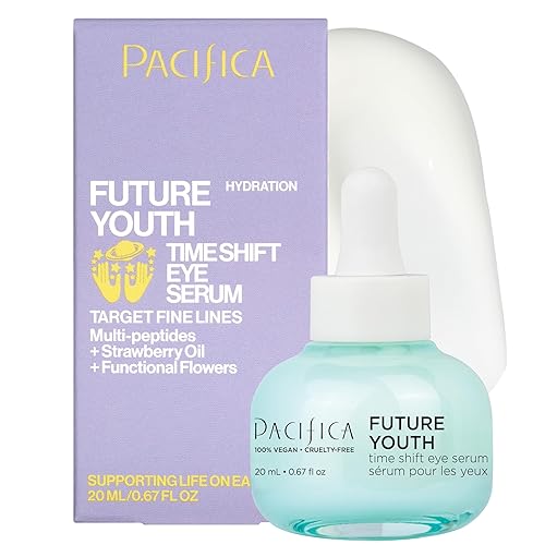 Pacifica Future Youth Time Shift Eye Serum - Peptide Eye Serum for Fine Lines & Dark Circles, Lifting & Firming Under Eye Treatment w/Flora +
