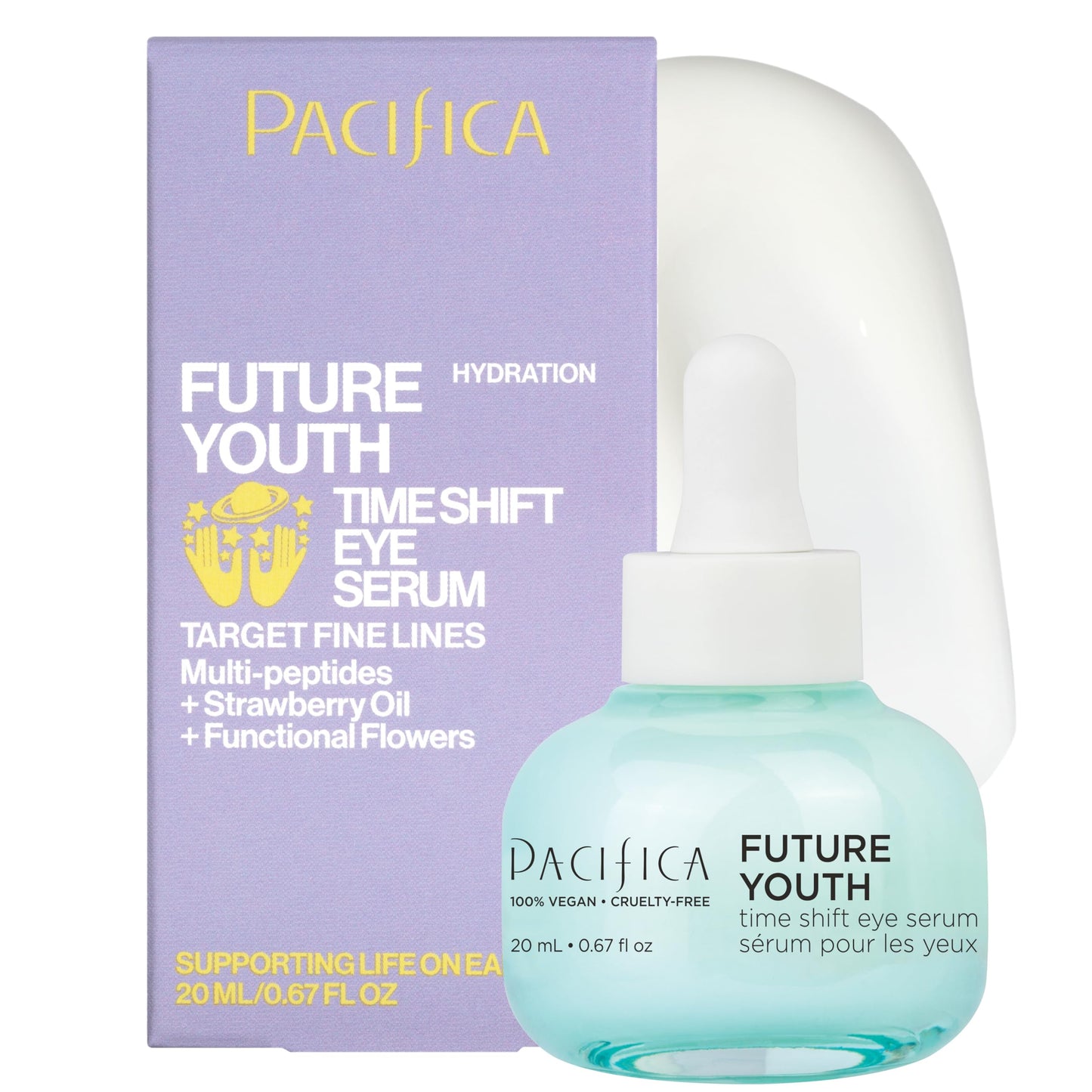 Pacifica Future Youth Time Shift Eye Serum - Peptide Eye Serum for Fine Lines & Dark Circles, Lifting & Firming Under Eye Treatment w/Flora +