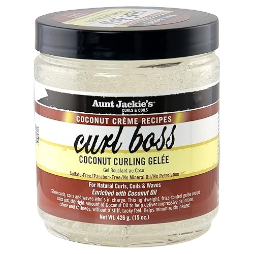 Aunt Jackie's Coconut Crème Recipes Curl Boss Coconut Curling Hair Gel for Natural Curls, Coils and Waves, 15 oz