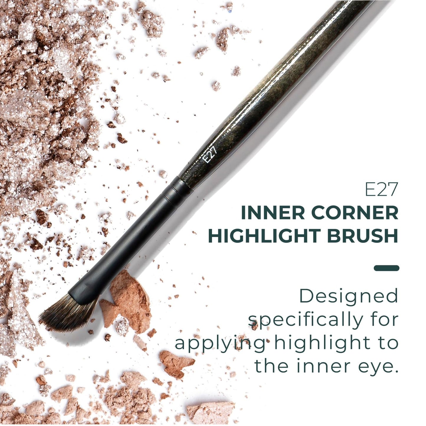 Rose and Ben Beauty E27 Inner Detail Eye Brush | Angled Design for Precise Application | Cruelty-Free Bristles